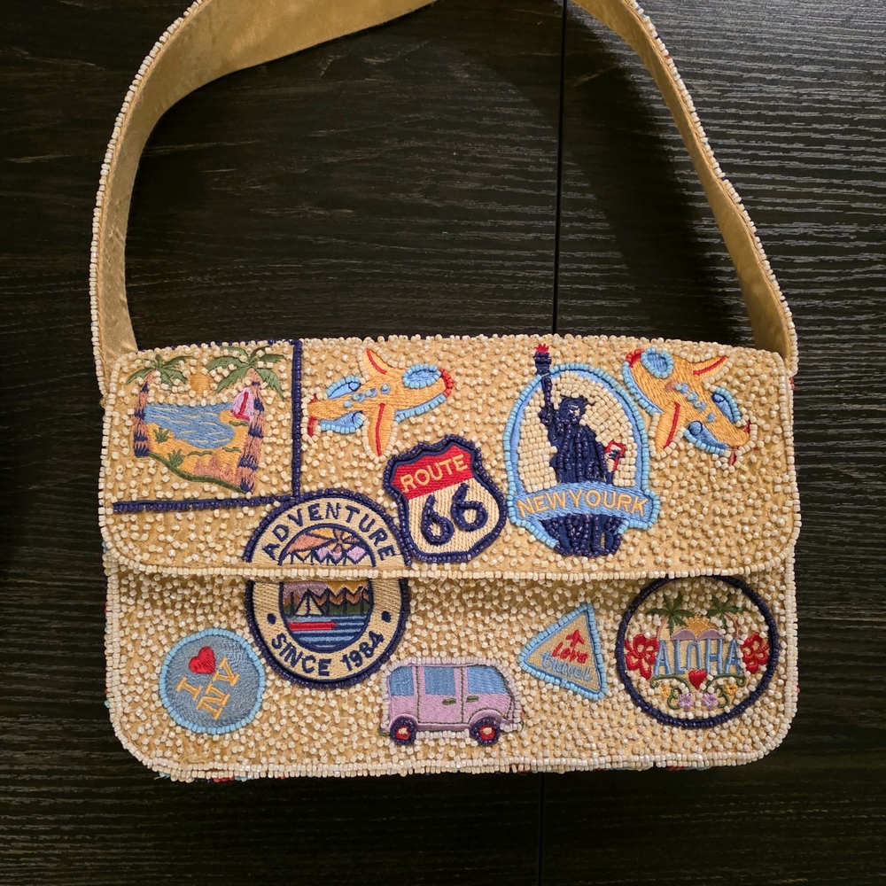 Embroidered Adventure Shoulder Bag